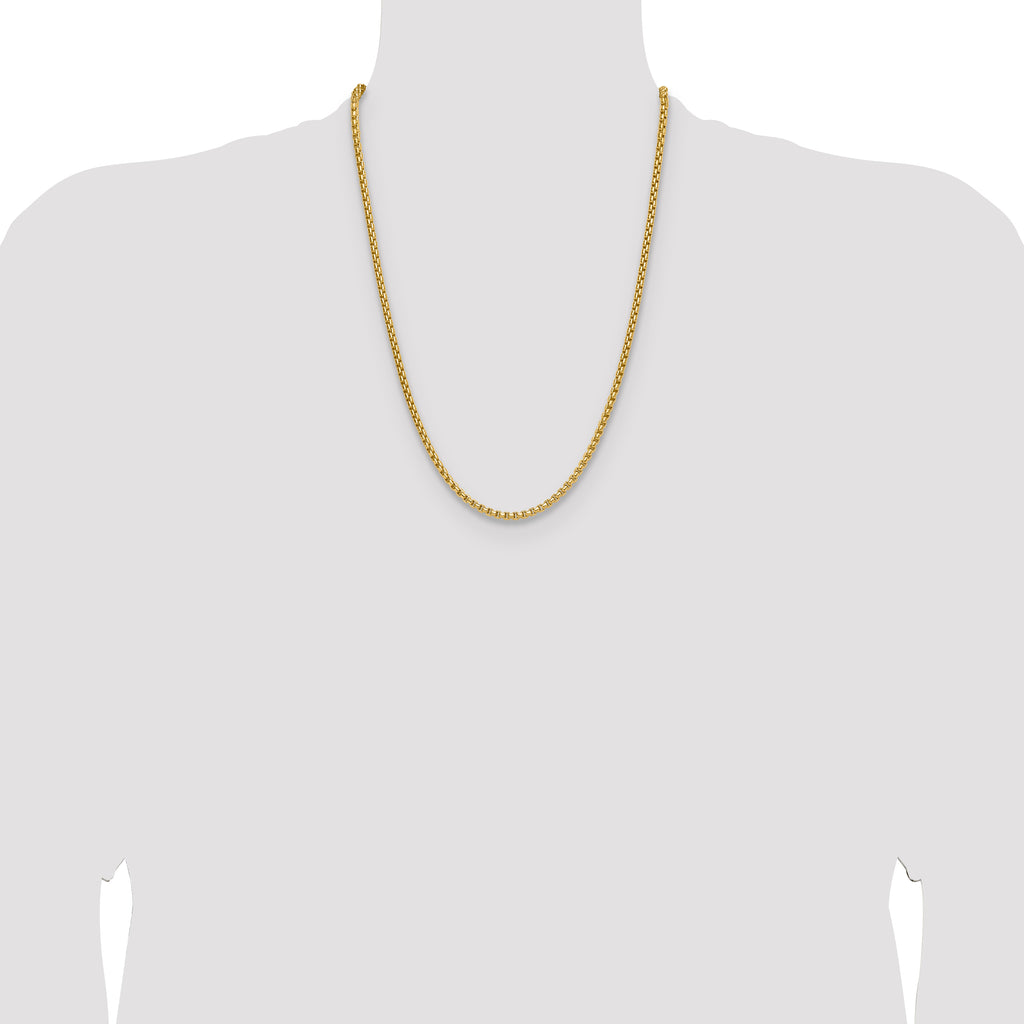 14K 3.7mm Semi-Solid D/C Round Box Chain