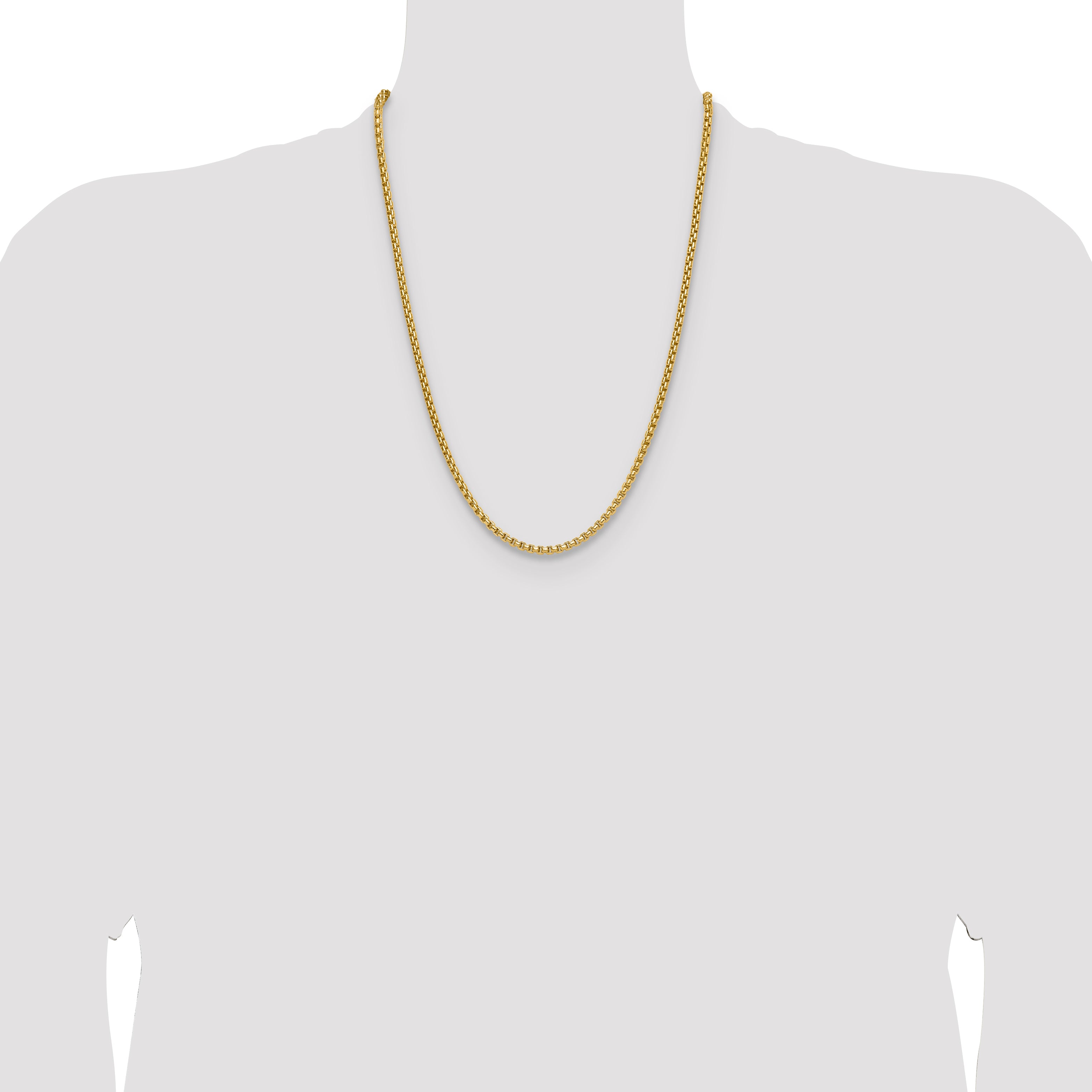 14K 3.7mm Semi-Solid D/C Round Box Chain