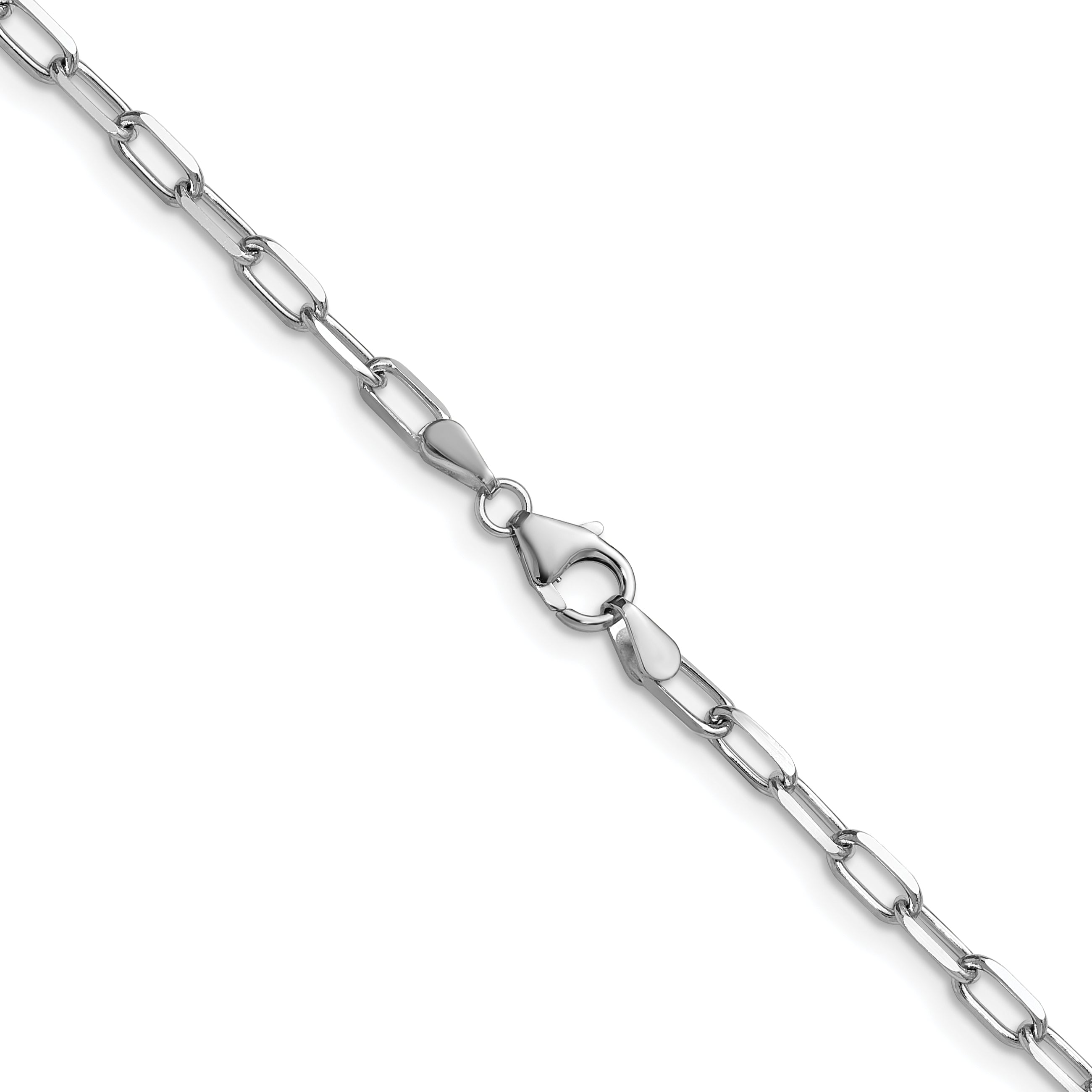3.0mm 14K White Gold Beveled D/C Paperclip Chain - Sophia Jewelers