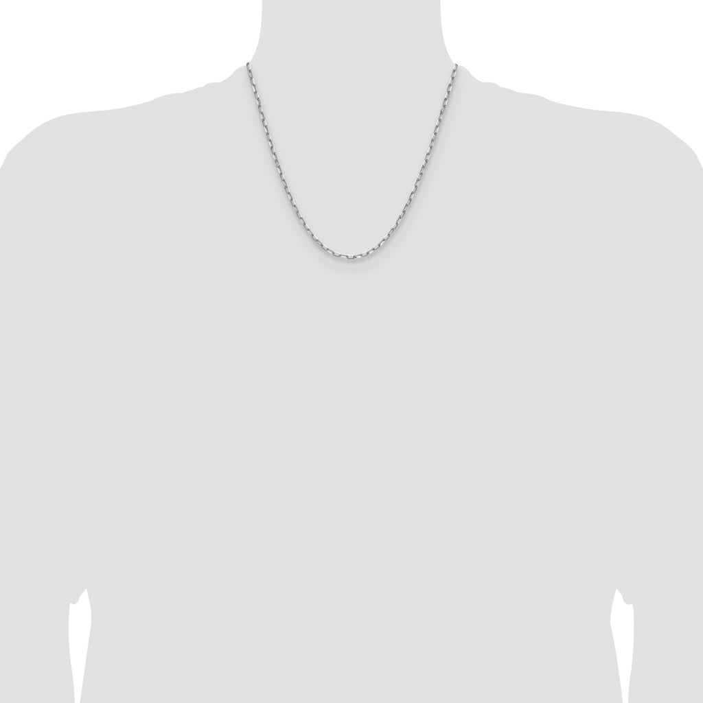 14k WG 3.0mm Solid Beveled D/C Paperclip Chain