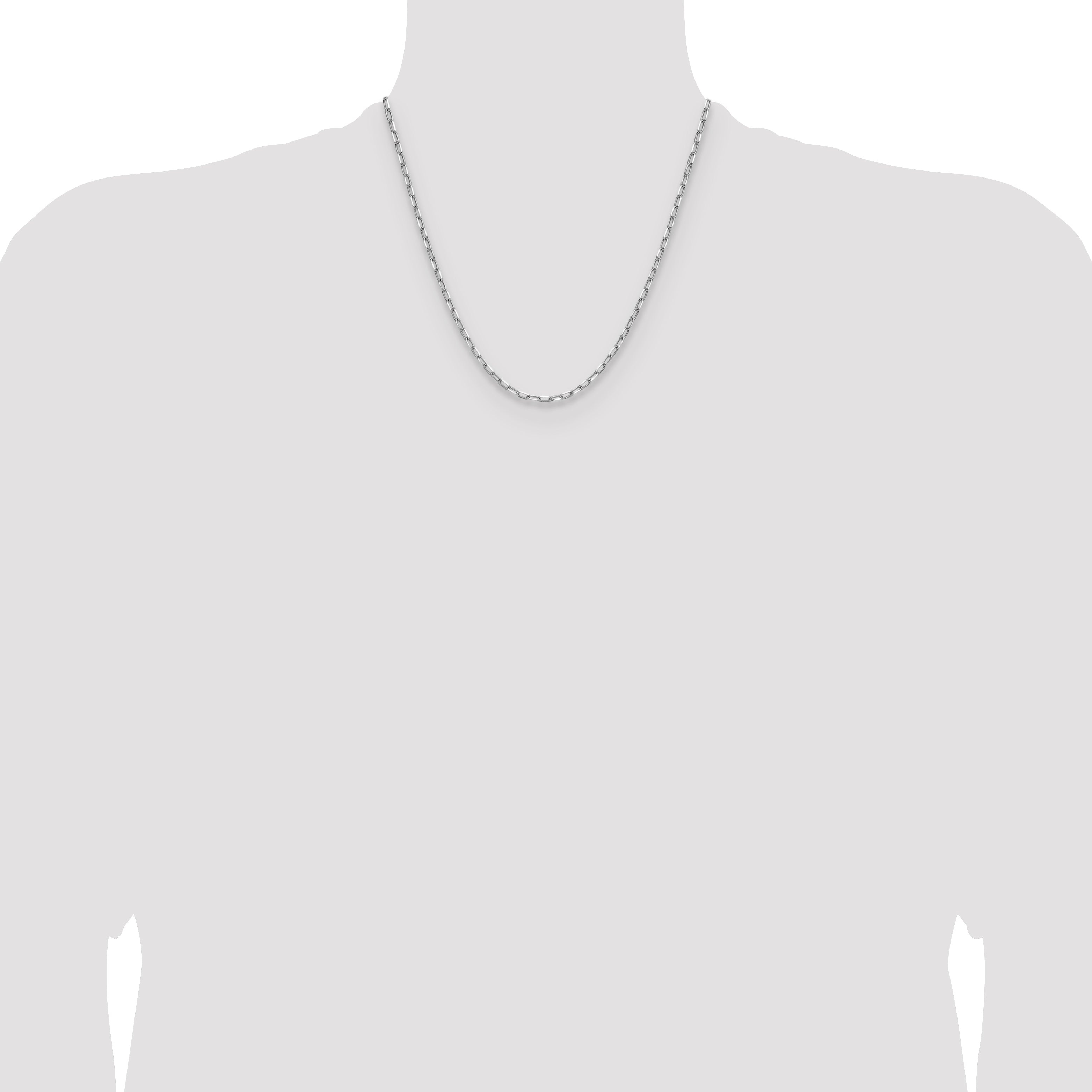 14k WG 3.0mm Solid Beveled D/C Paperclip Chain