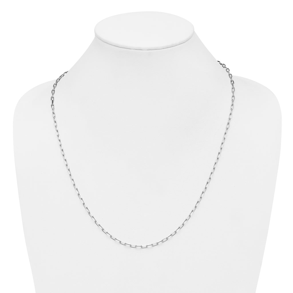 14k WG 3.0mm Solid Beveled D/C Paperclip Chain