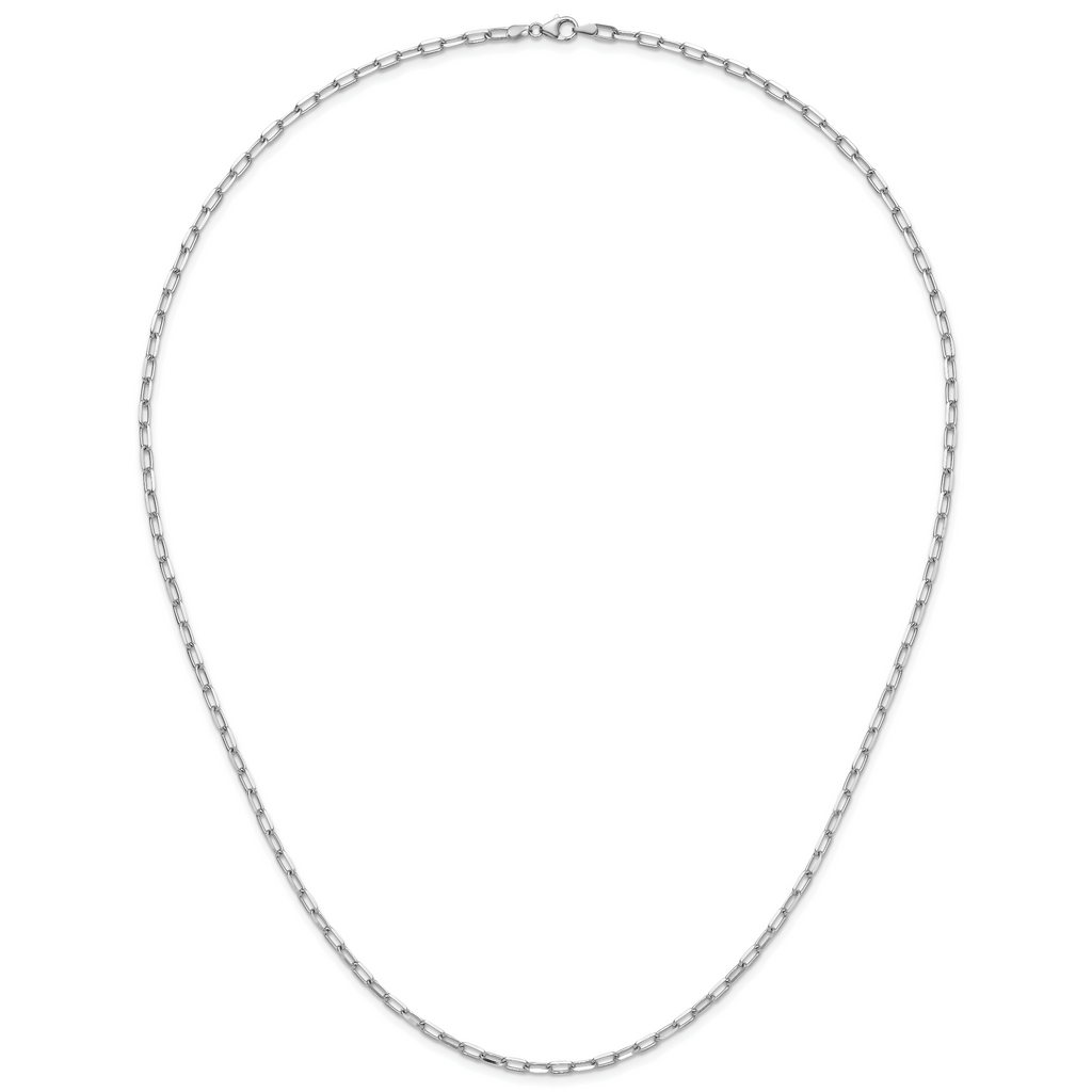 14k WG 3.0mm Solid Beveled D/C Paperclip Chain