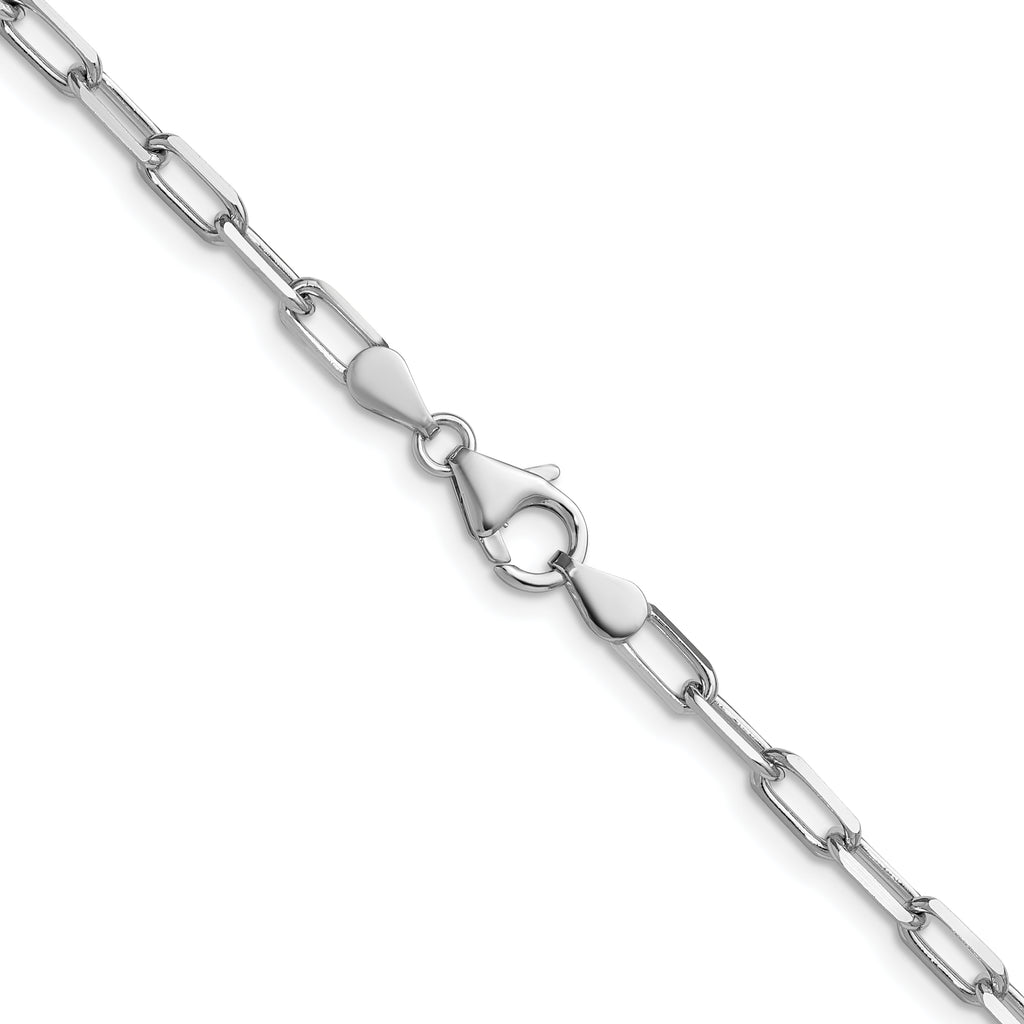 3.5mm 14K White Gold Beveled D/C Paperclip Chain - Sophia Jewelers