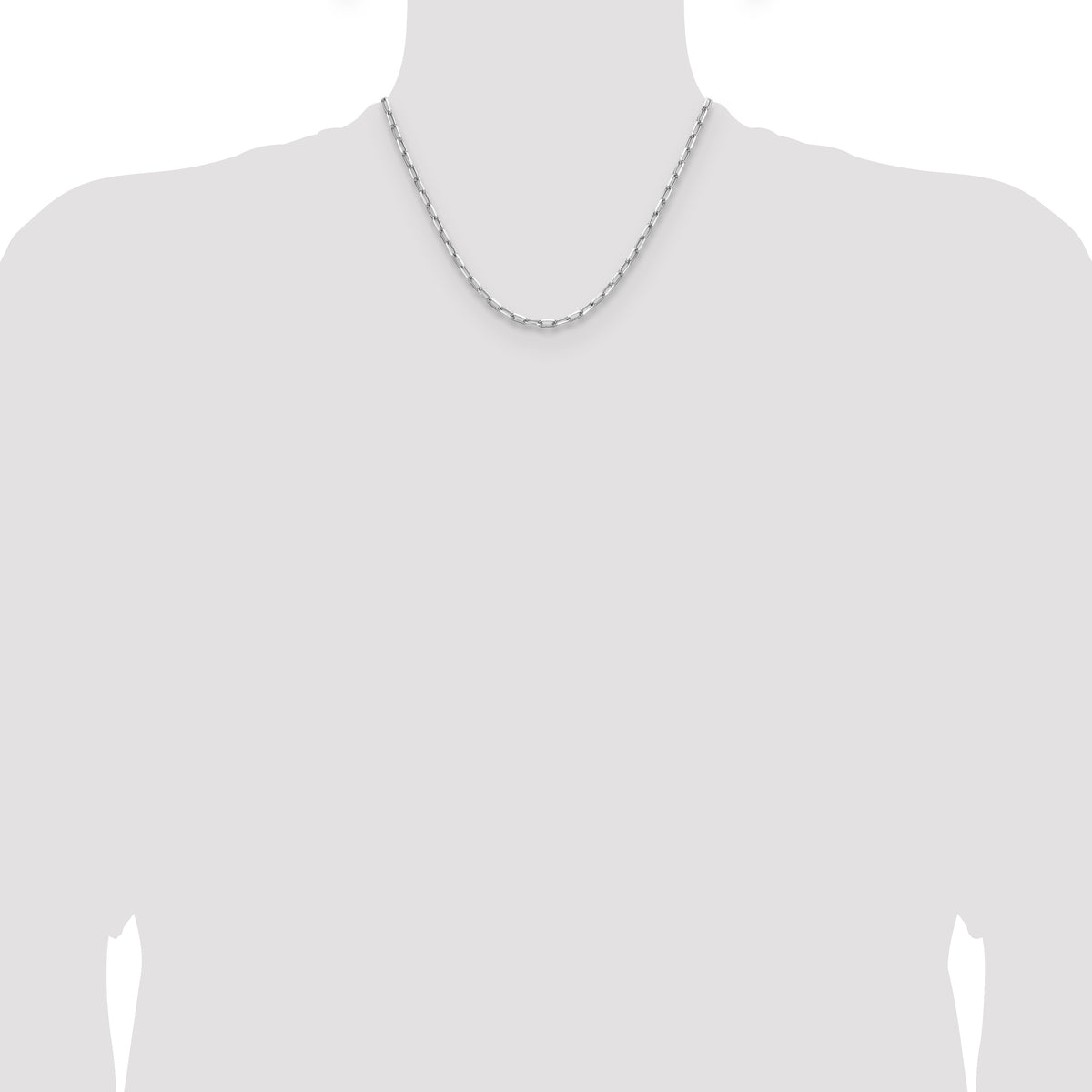 14k WG 3.5mm Solid Beveled D/C Paperclip Chain