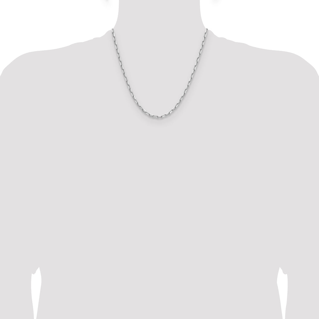 14k WG 3.5mm Solid Beveled D/C Paperclip Chain