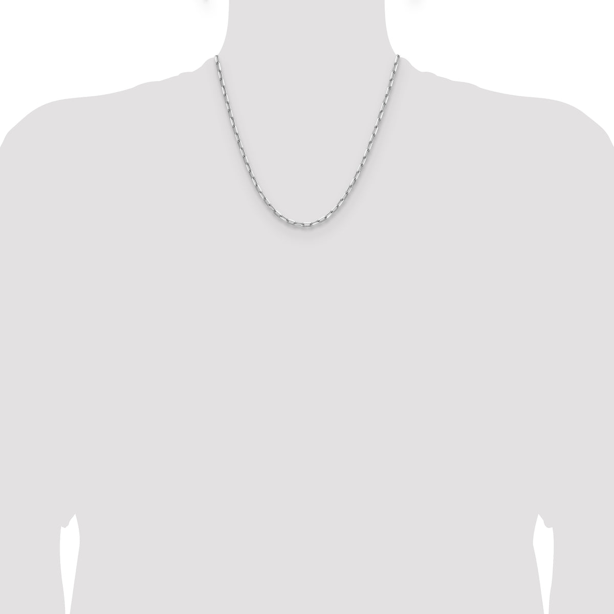 14k WG 3.5mm Solid Beveled D/C Paperclip Chain
