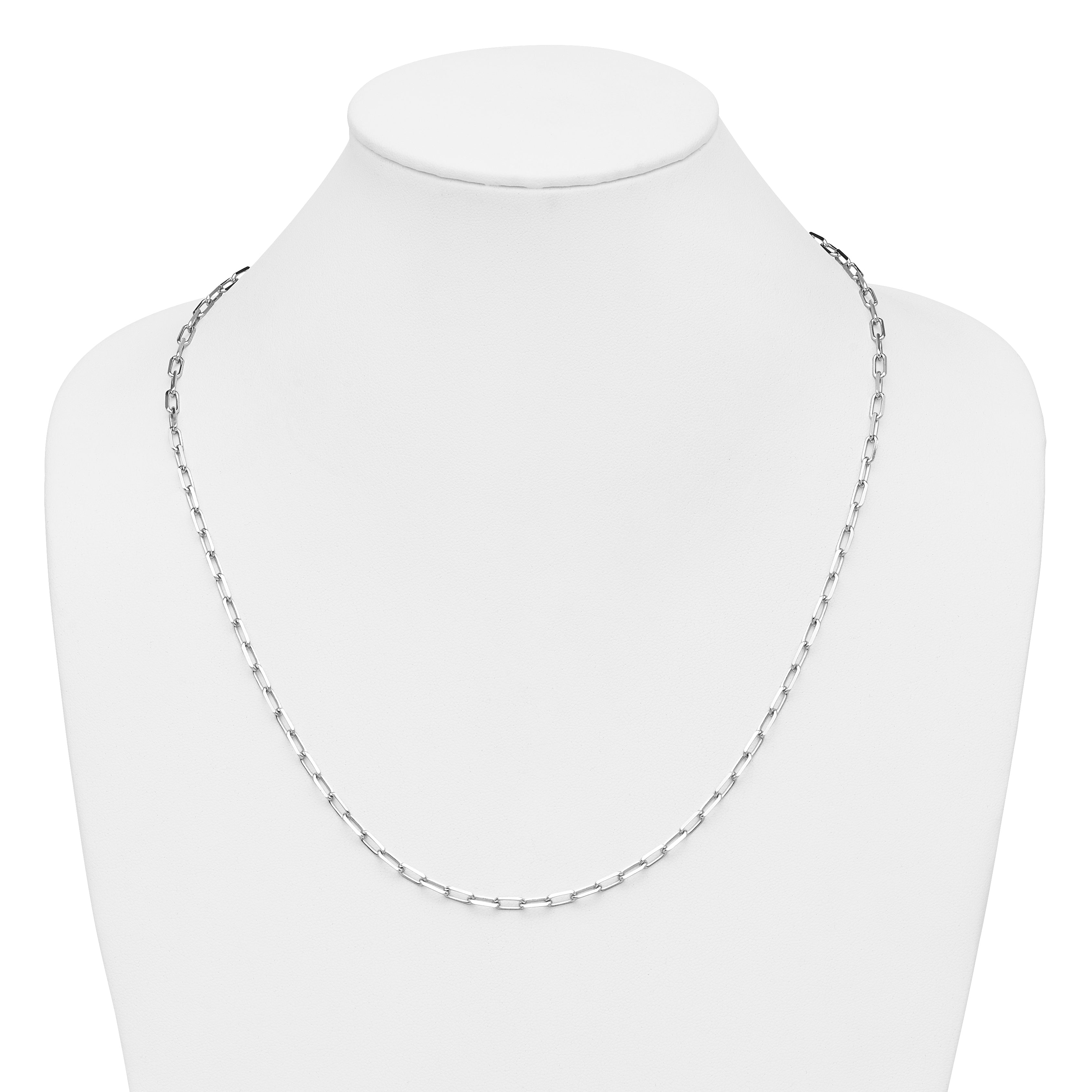 14k WG 3.5mm Solid Beveled D/C Paperclip Chain