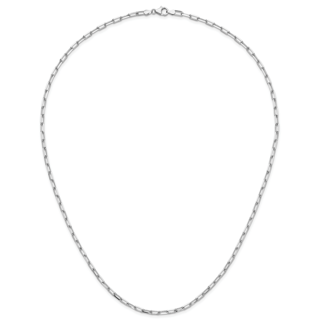 14k WG 3.5mm Solid Beveled D/C Paperclip Chain