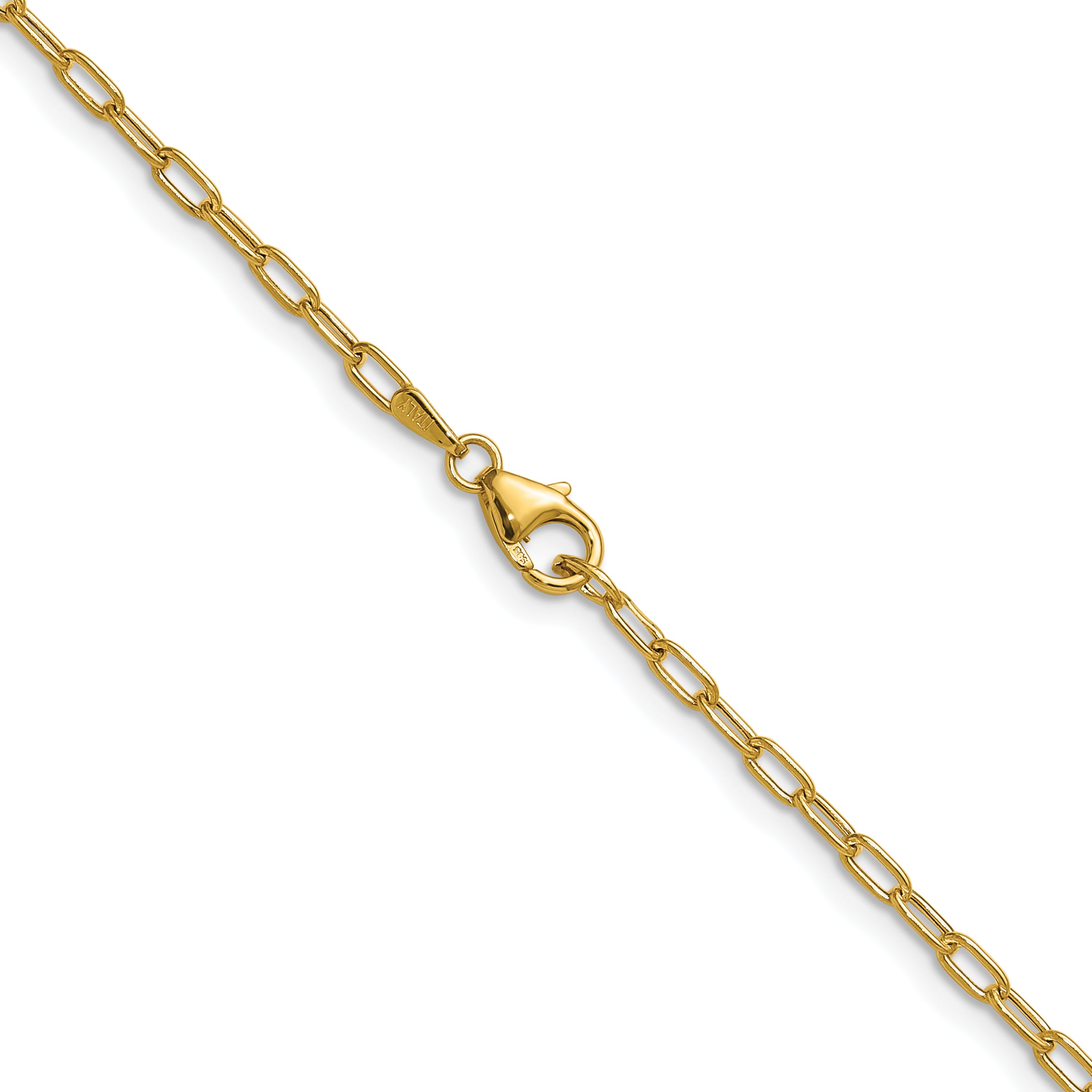2.2mm 14K Yellow Gold Solid Beveled Paperclip Chain - Sophia Jewelers
