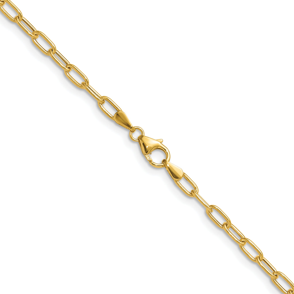 3.0mm 14K Yellow Gold Solid Beveled Paperclip Chain - Sophia Jewelers