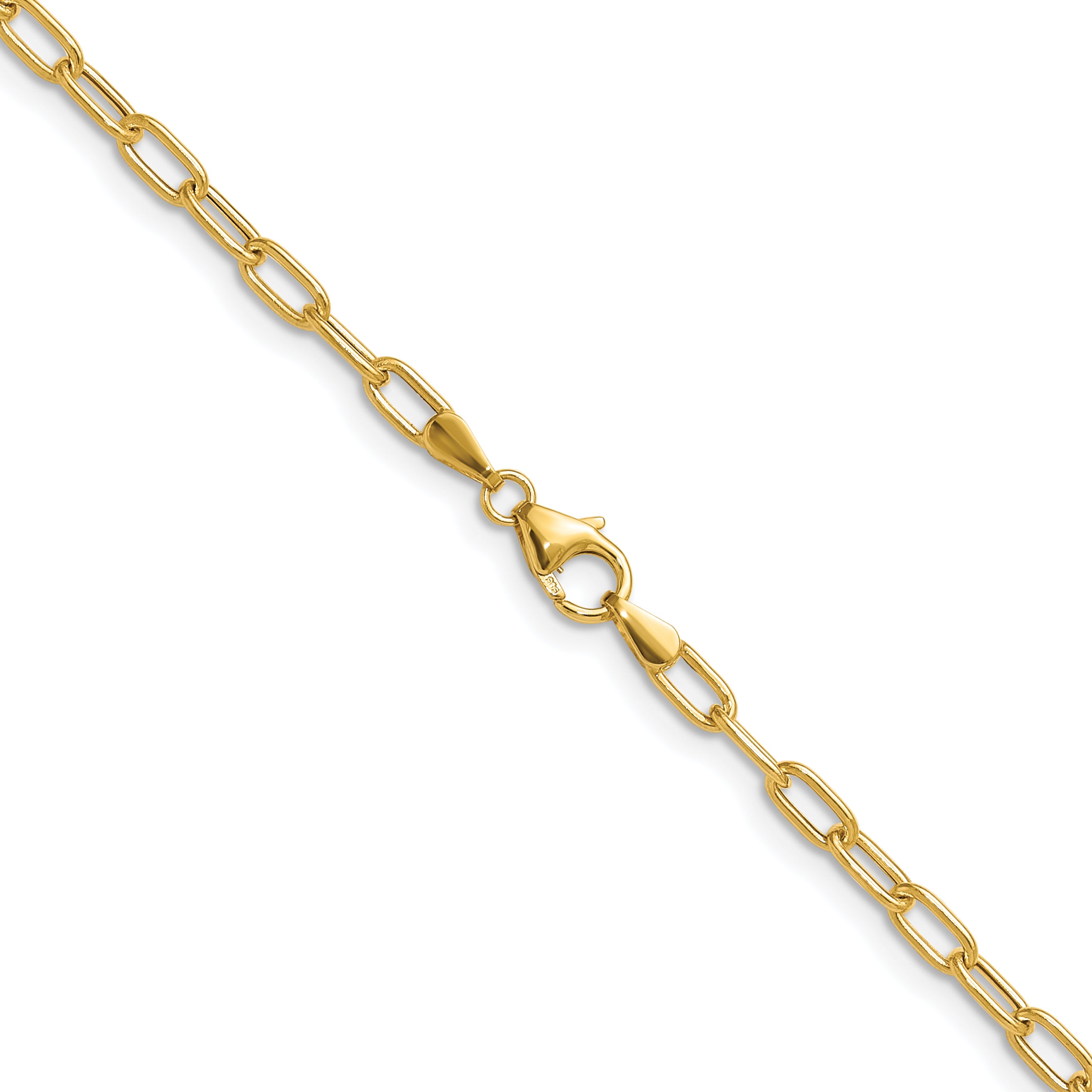 3.0mm 14K Yellow Gold Solid Beveled Paperclip Chain - Sophia Jewelers