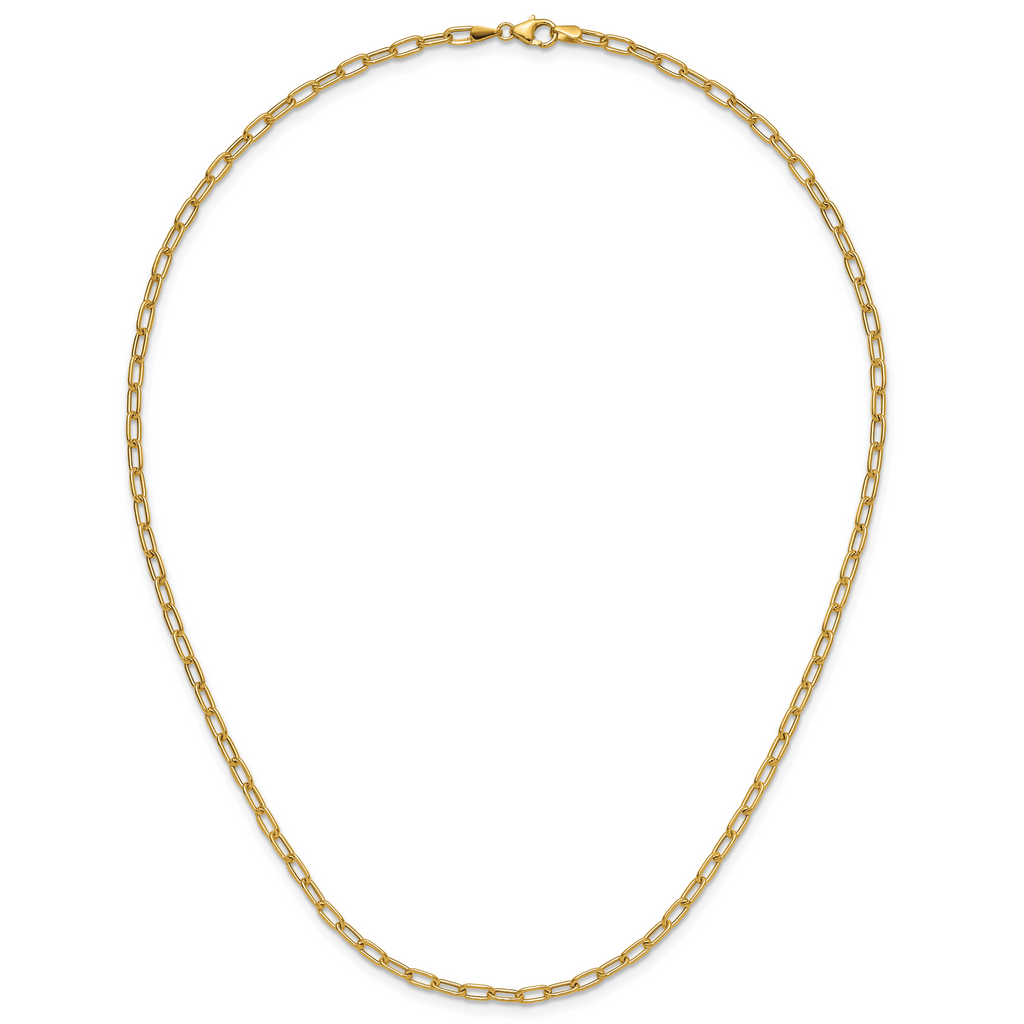 3.0mm 14K Yellow Gold Solid Beveled Paperclip Chain - Sophia Jewelers