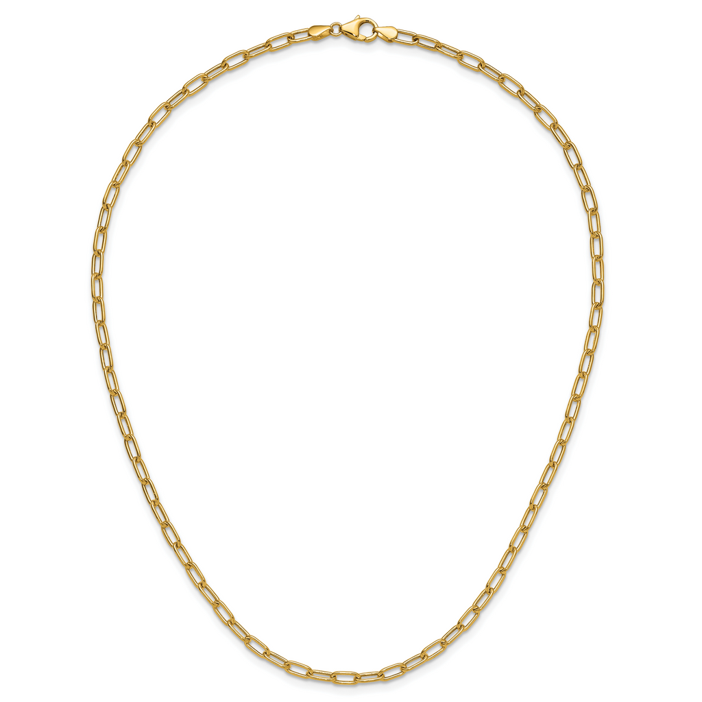 3.7mm 14K Yellow Gold Solid Beveled Paperclip Chain - Sophia Jewelers