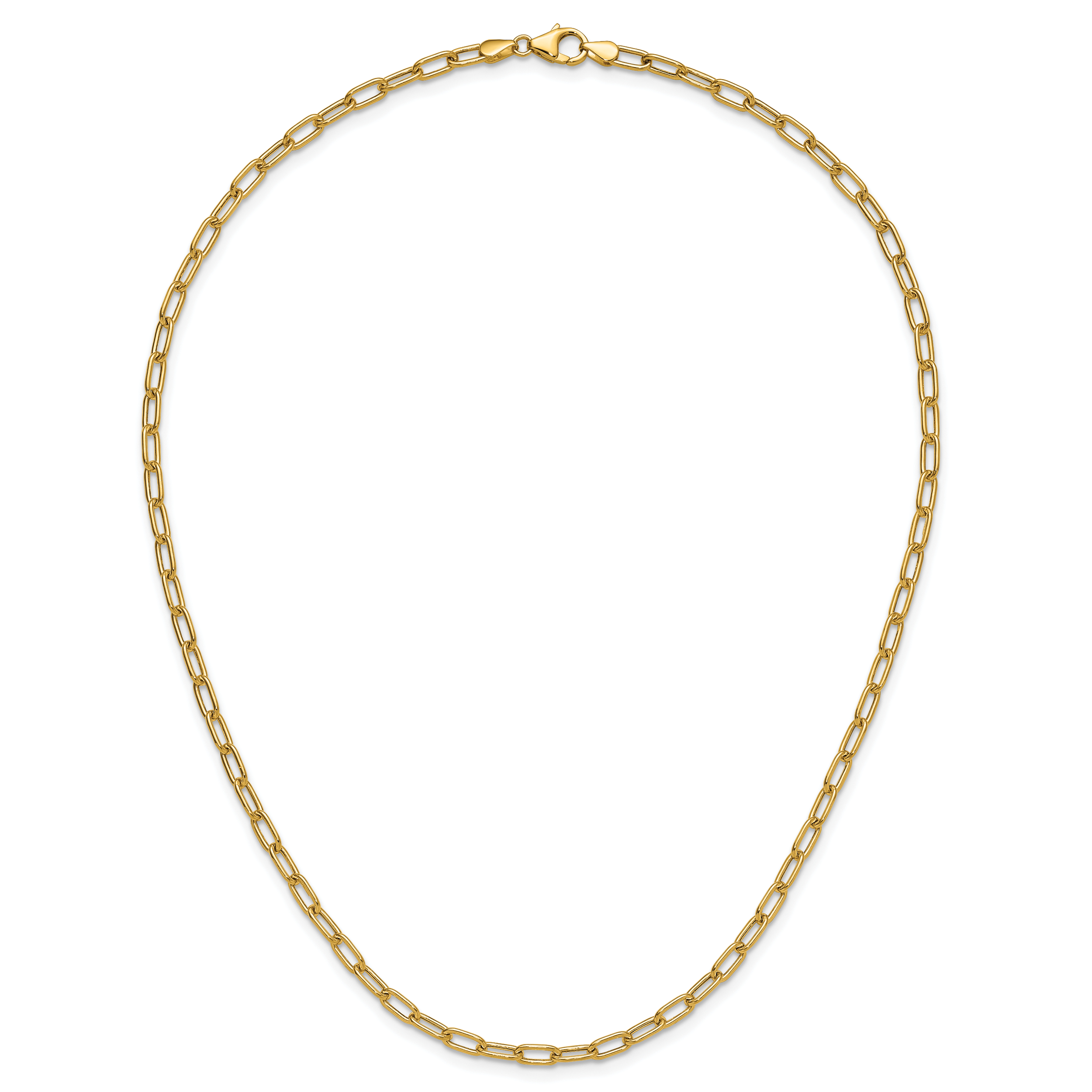 3.7mm 14K Yellow Gold Solid Beveled Paperclip Chain - Sophia Jewelers