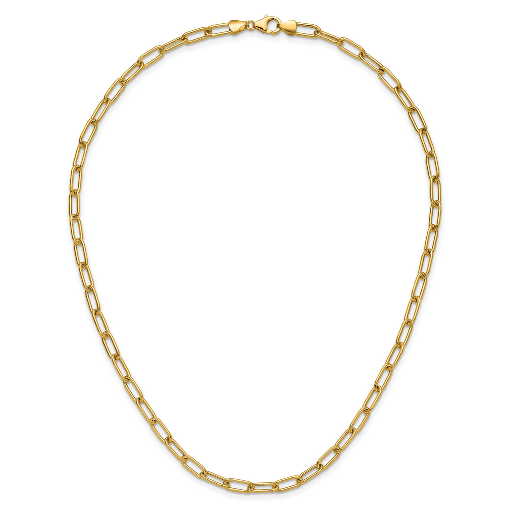 4.5mm 14K Yellow Gold Solid Beveled Paperclip Chain - Sophia Jewelers