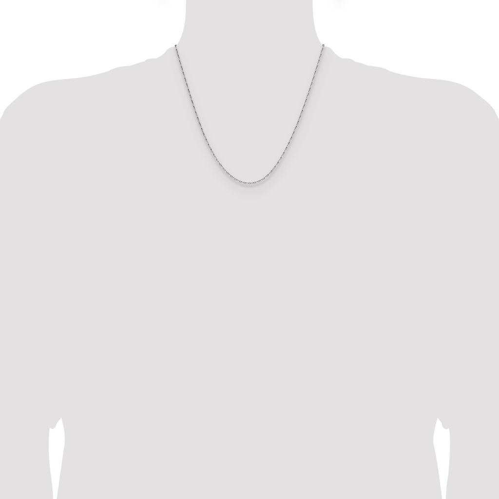 14K White Gold 1.4mm D/C Open Long Link Cable Chain