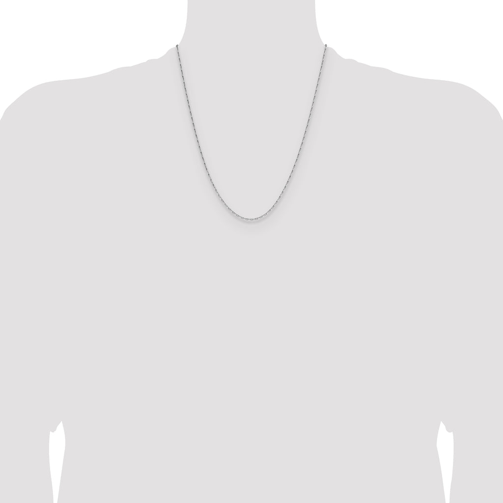 14K White Gold 1.4mm D/C Open Long Link Cable Chain