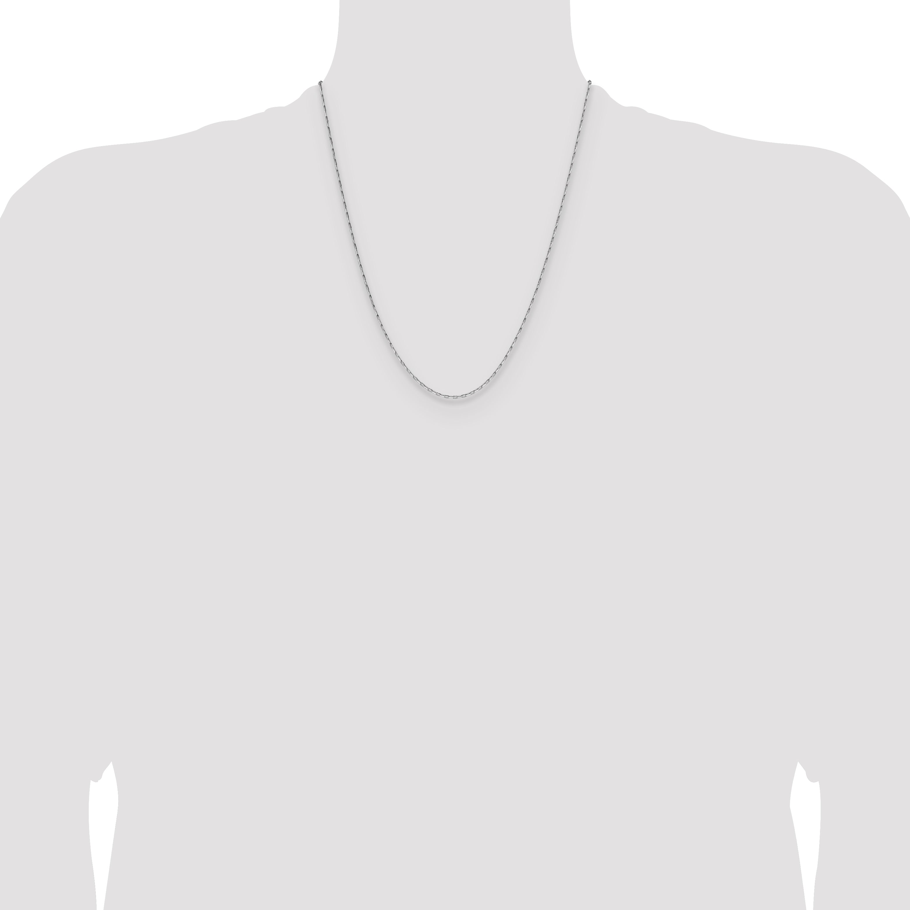 14K White Gold 1.4mm D/C Open Long Link Cable Chain