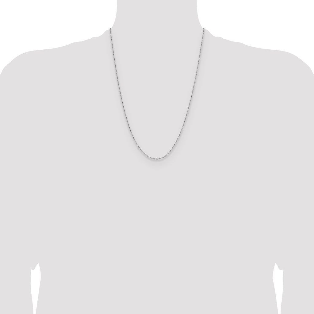 14K White Gold 1.4mm D/C Open Long Link Cable Chain