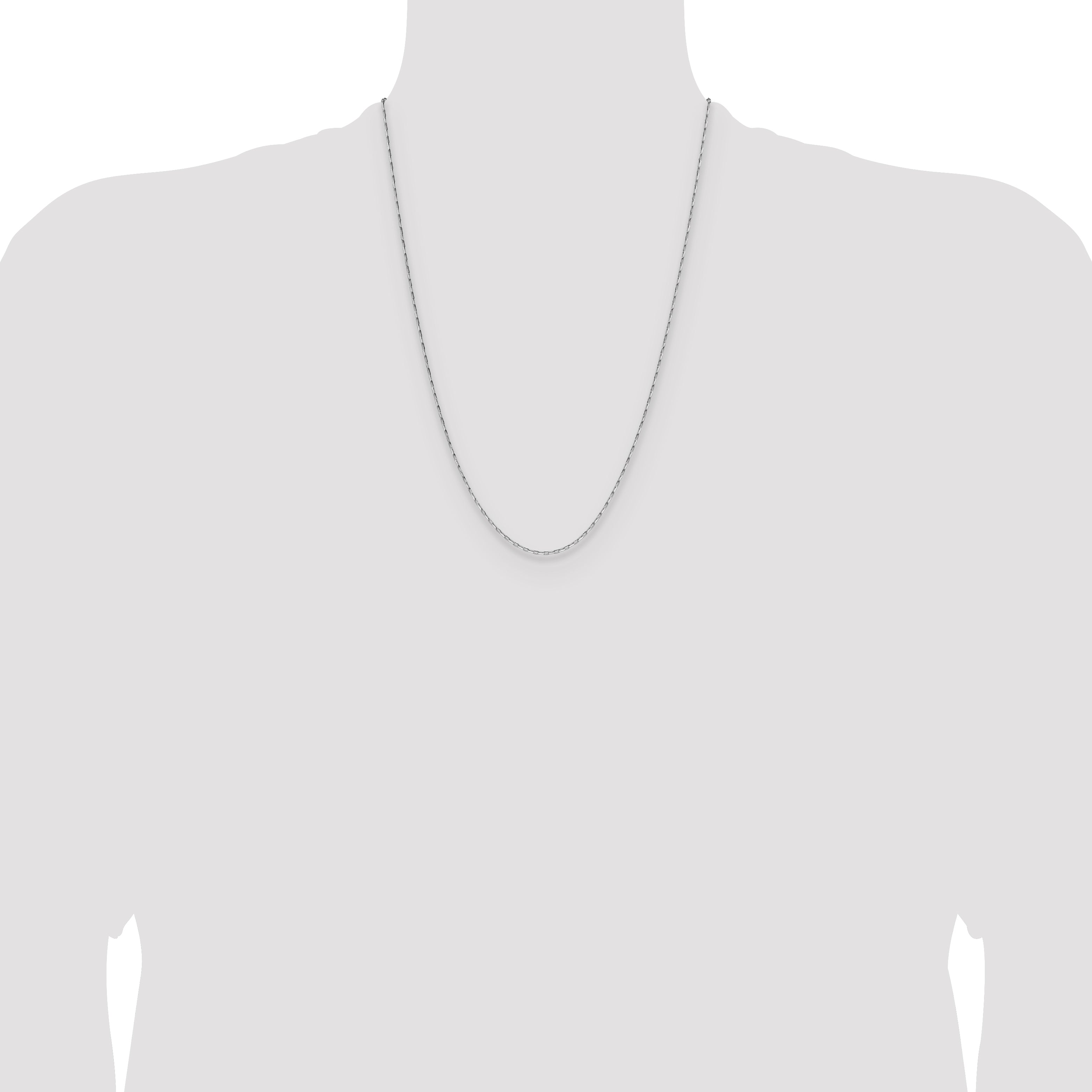 14K White Gold 1.4mm D/C Open Long Link Cable Chain