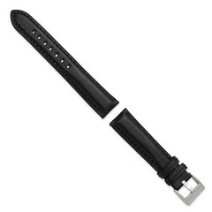24mm Black Belting Leather with Brushed Stainless Steel Panerai Style Buckle 7.5 inch Watch Band