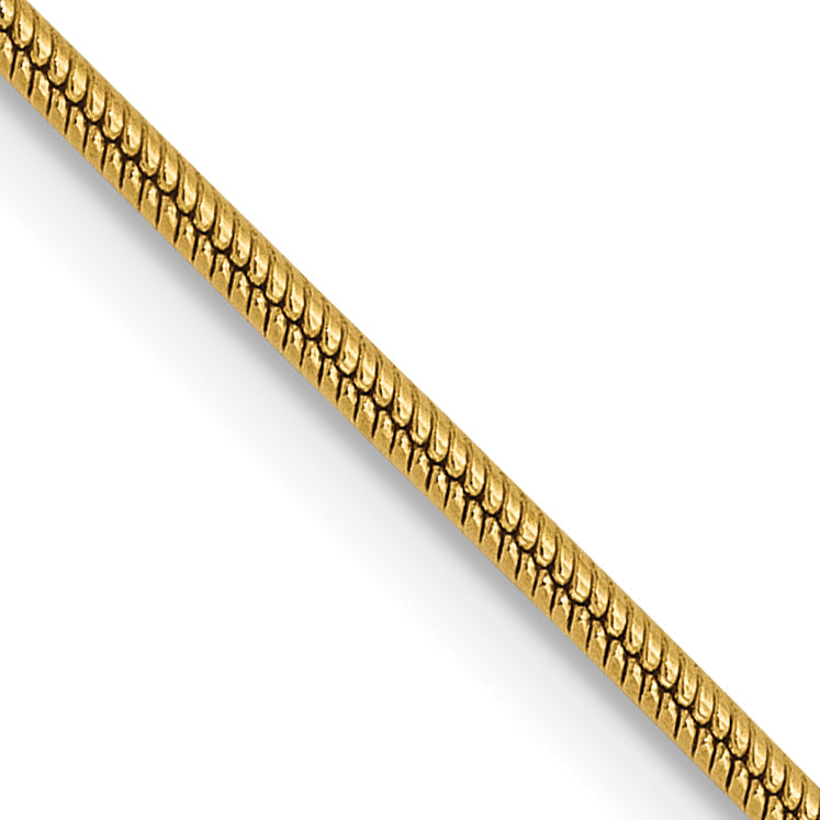 1.0mm 14K Yellow Gold Round Snake Chain - Sophia Jewelers