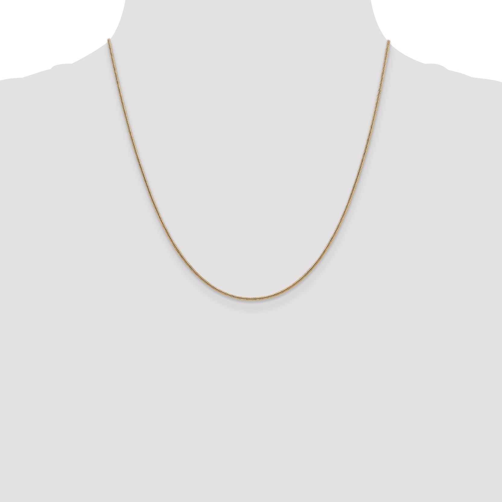 14K Yellow Gold Solid Snake Chain Necklace 1.3mm