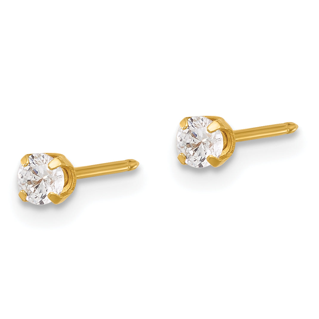 Inverness 14K Polished 3mm CZ Short Post Earrings Secondary image
