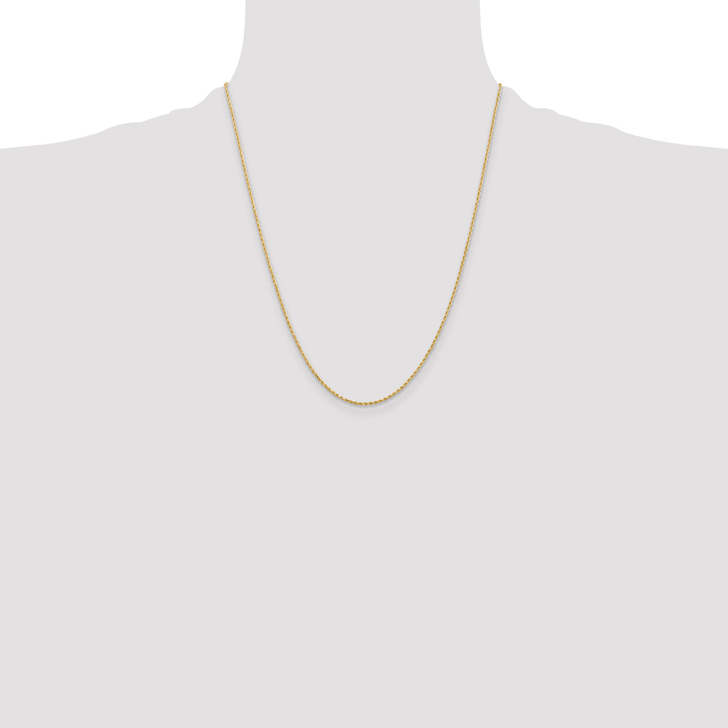 10K Yellow Gold Solid Diamond-Cut Rope Chain Necklace 1.75mm