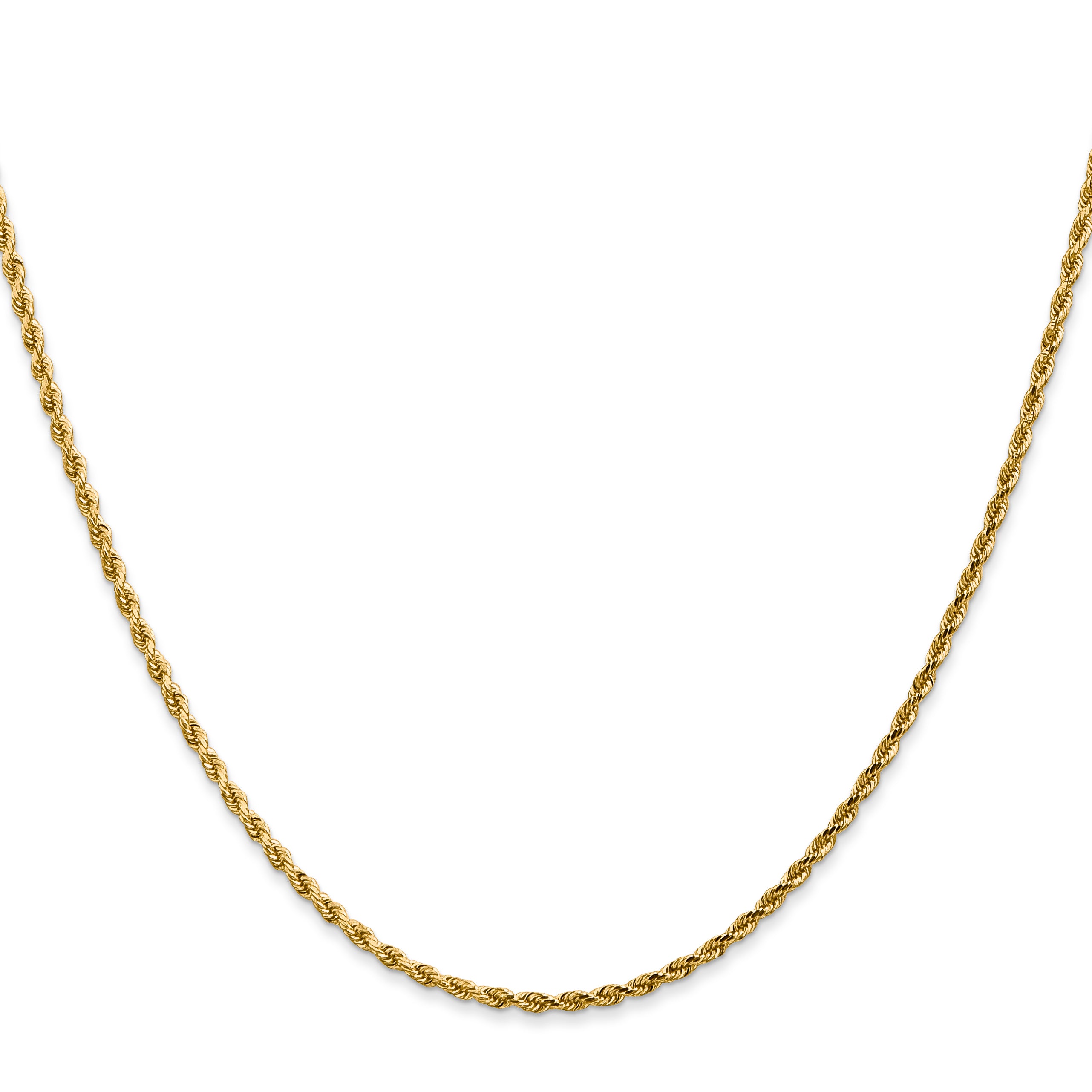 10K Yellow Gold Solid Diamond-Cut Rope Chain Necklace 2mm Secondary image