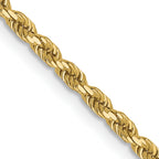 10K Yellow Gold Solid Diamond-Cut Rope Chain Necklace 2mm