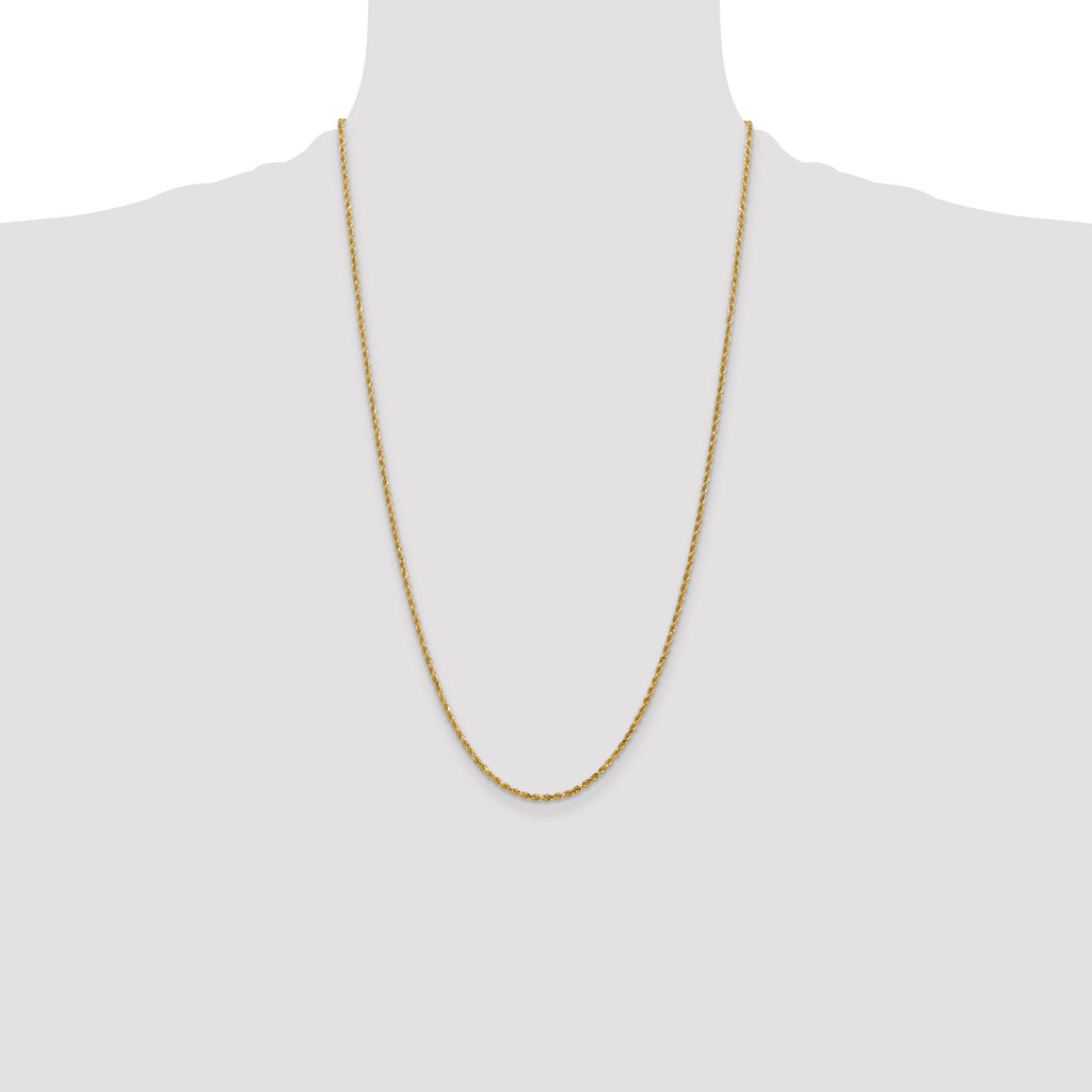 Rope Chain in 10K Yellow Gold, Bracelet to Necklace Lengths, 2.5mm - Sophia Jewelers
