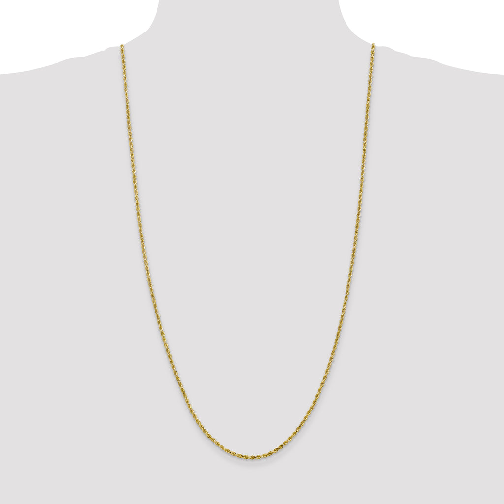 Rope Chain in 10K Yellow Gold, Bracelet to Necklace Lengths, 2.5mm - Sophia Jewelers