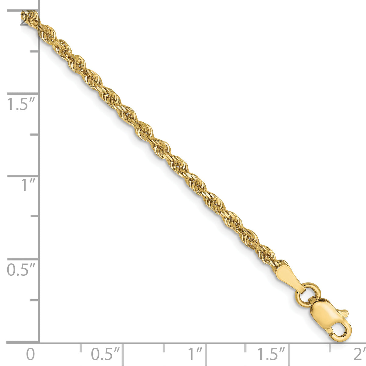 Rope Chain in 10K Yellow Gold, Bracelet to Necklace Lengths, 2.5mm - Sophia Jewelers