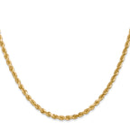 10K Yellow Gold Solid Diamond-Cut Rope Chain Necklace 3mm
