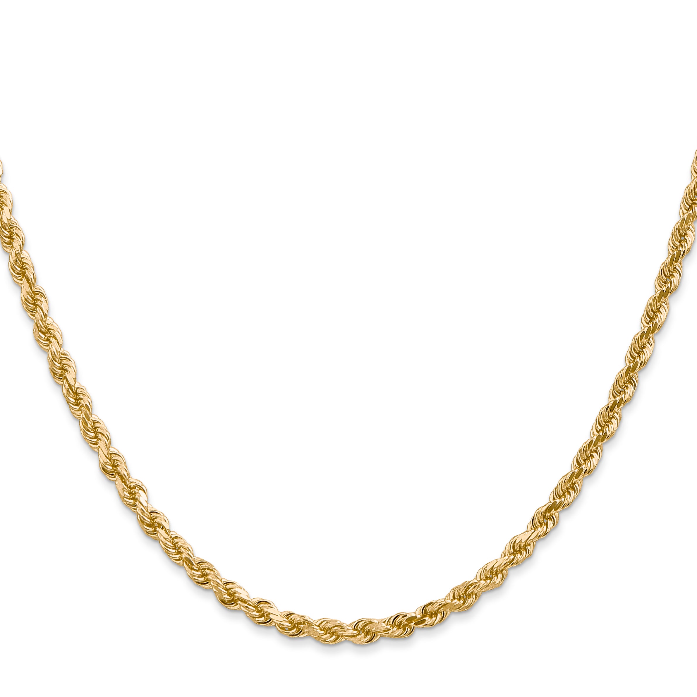 10K Yellow Gold Solid Diamond-Cut Rope Chain Necklace 3mm