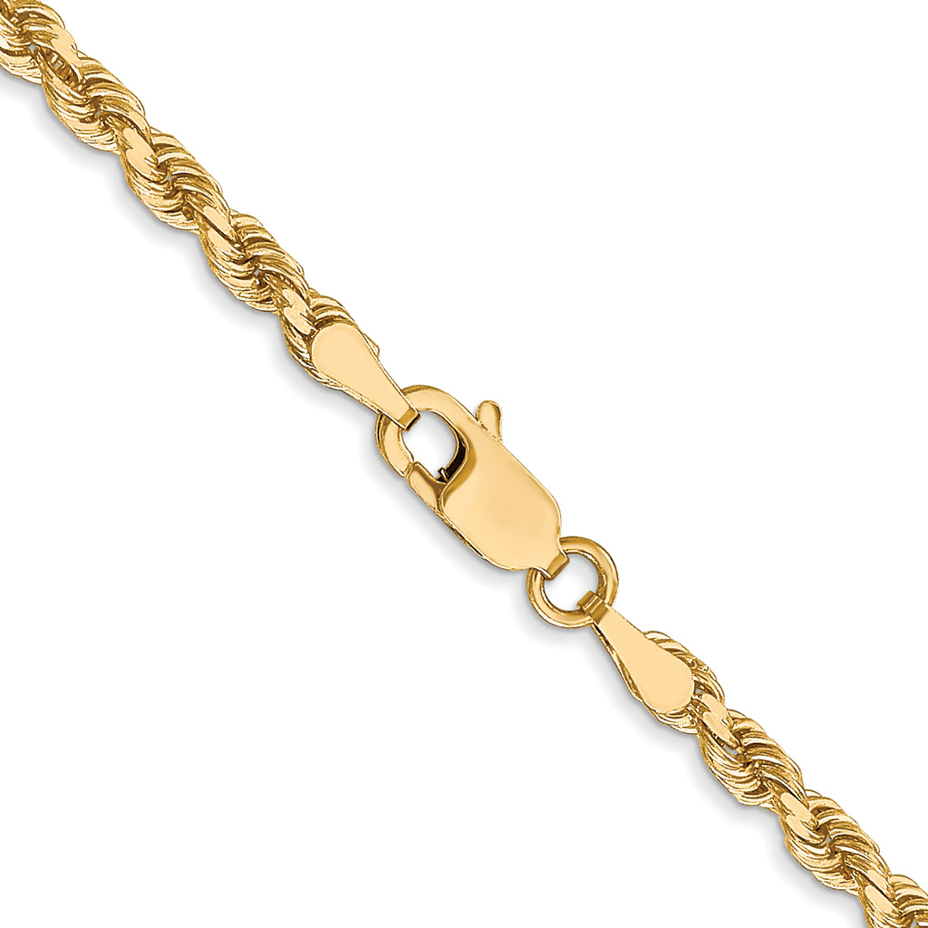 10K Yellow Gold Solid Diamond-Cut Rope Chain Necklace 3mm