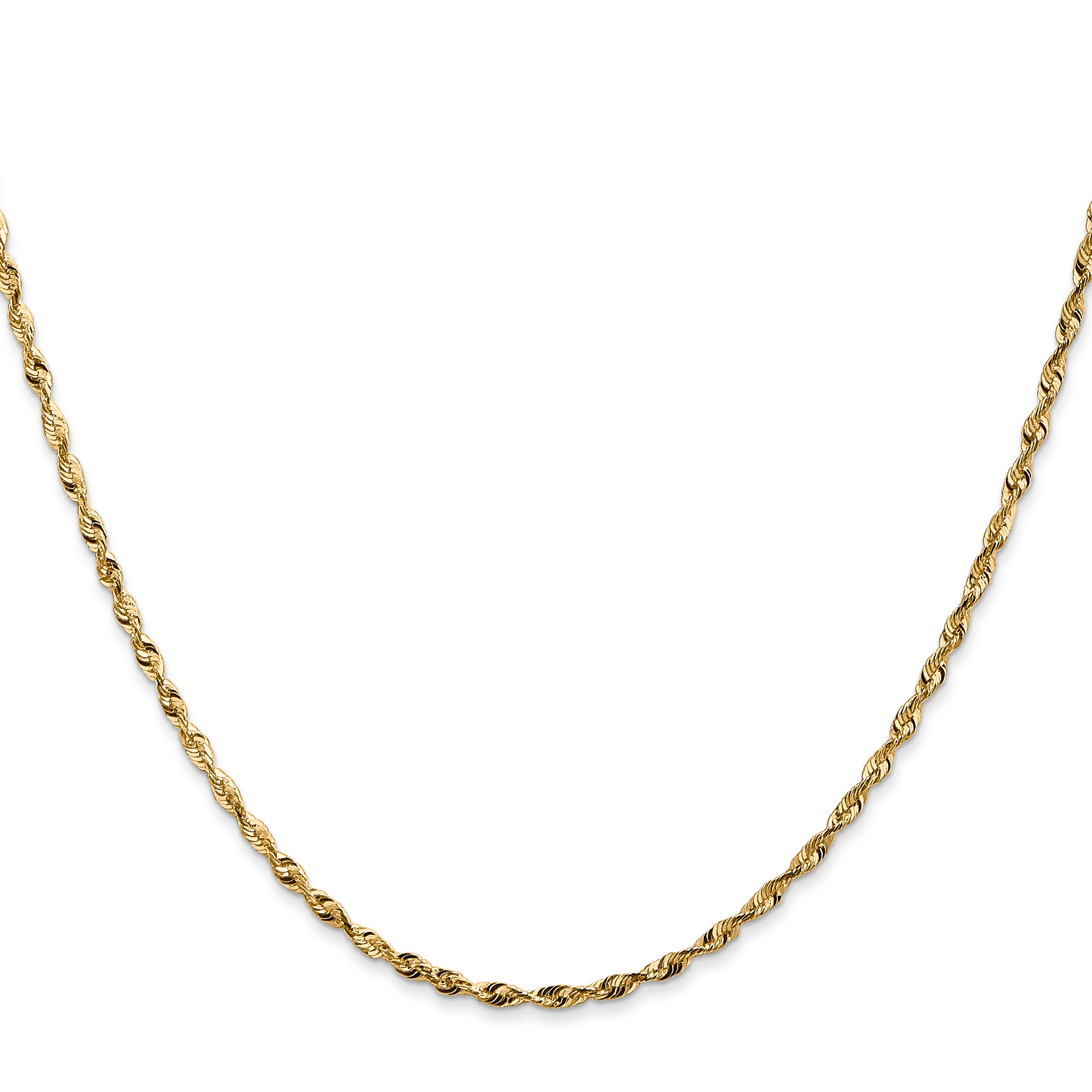 10K Yellow Gold Solid Diamond-Cut Rope Chain Necklace 1.8mm Secondary image