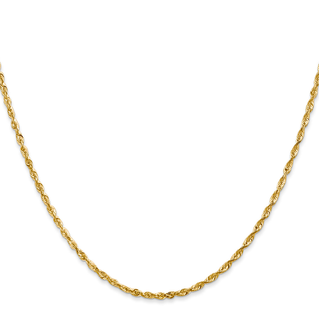 10K Yellow Gold Solid Diamond-Cut Rope Chain Necklace 2mm