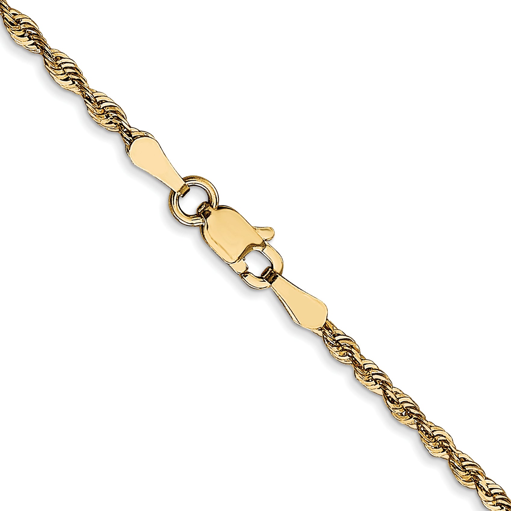 10K Yellow Gold Solid Diamond-Cut Rope Chain Necklace 2mm