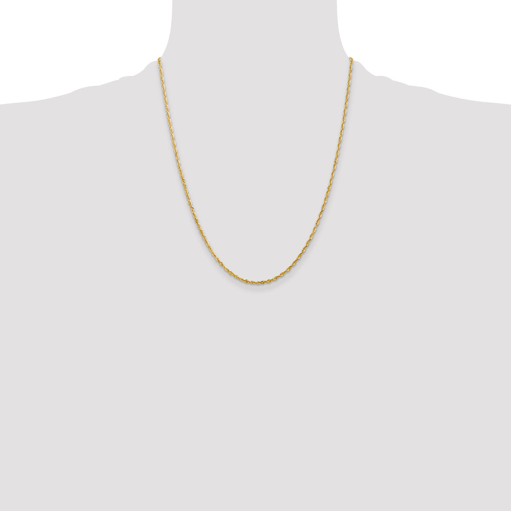 10K 2mm Diamond-Cut Lightweight Rope Chain