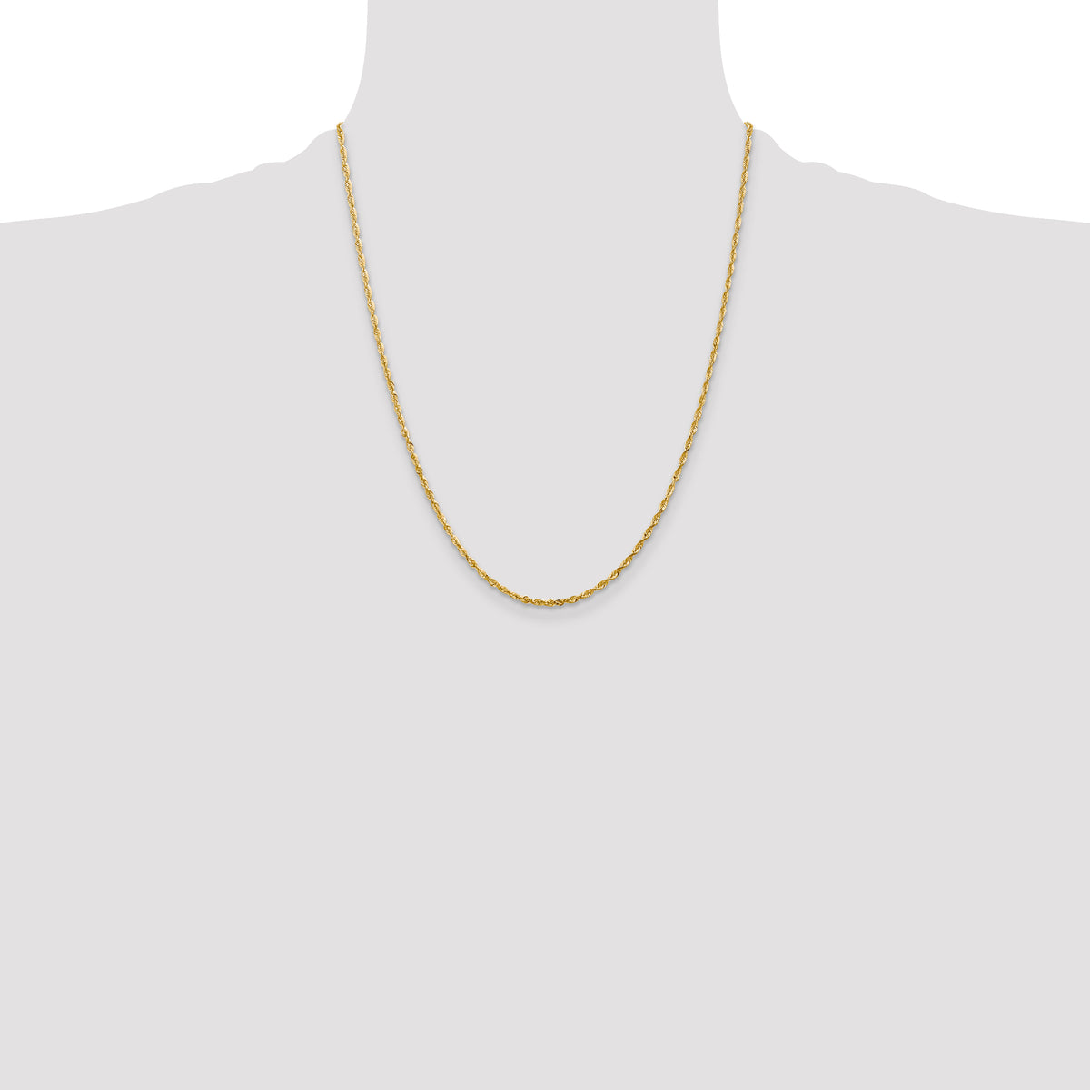 10K 2mm Diamond-Cut Lightweight Rope Chain