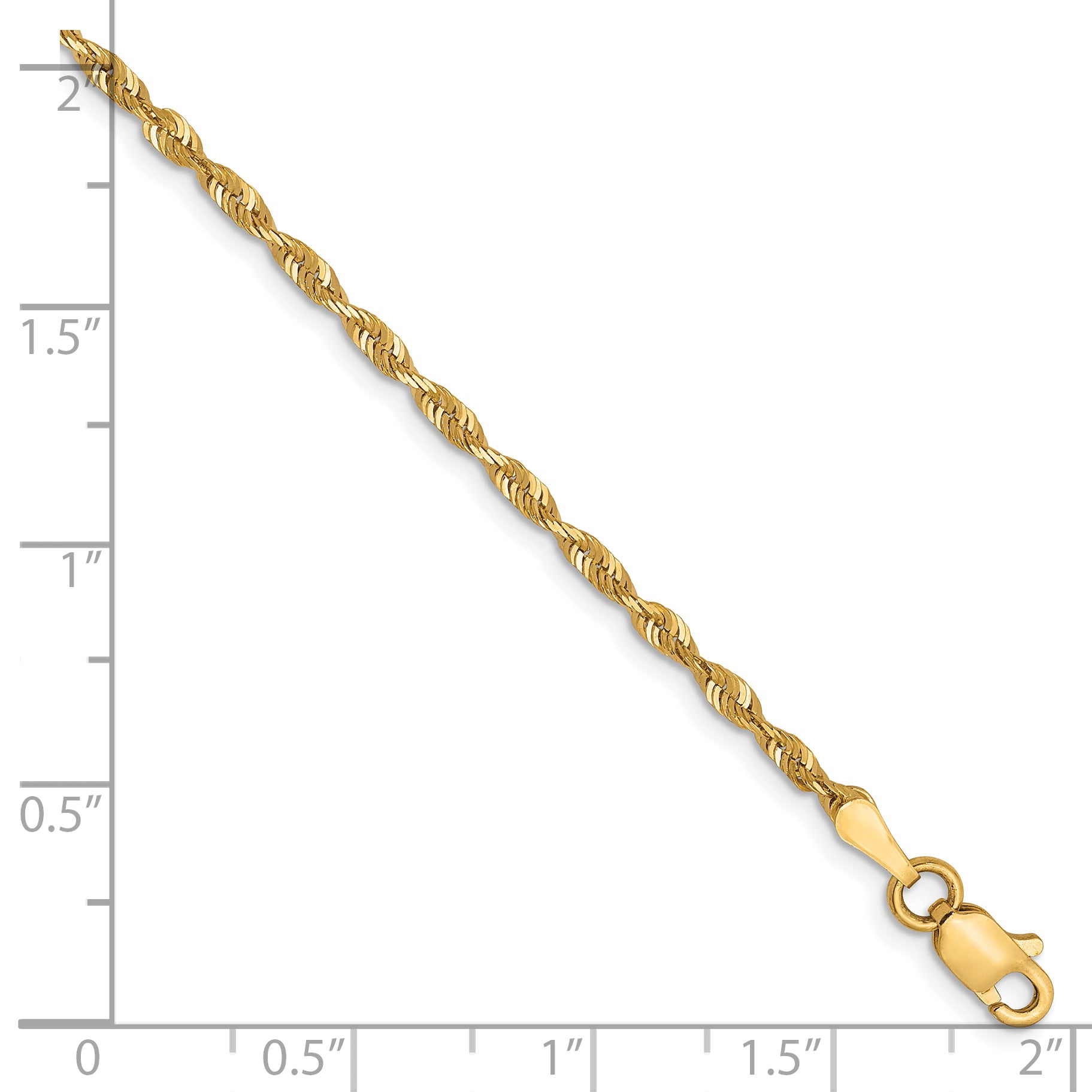 2.0mm 10K Yellow Gold Diamond-Cut Lightweight Rope Chain - Sophia Jewelers