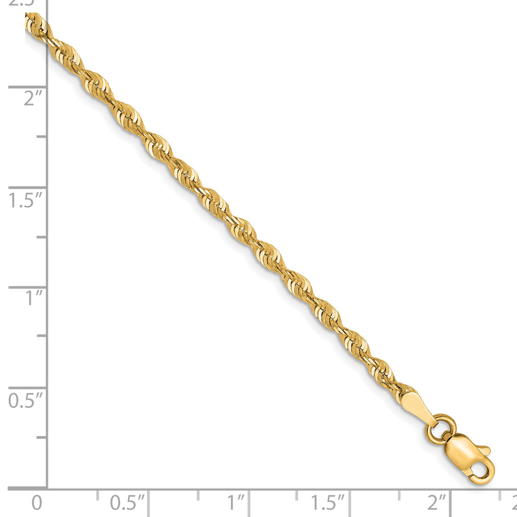 Rope Chain in 10K Yellow Gold, Bracelet to Necklace Lengths, 2.5mm - Sophia Jewelers