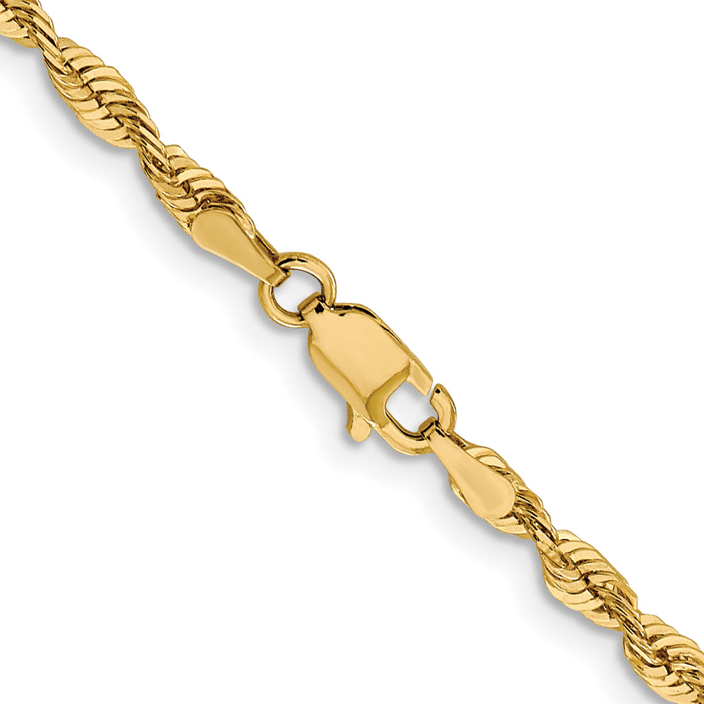 10K Yellow Gold Solid Diamond-Cut Rope Chain Necklace 3mm