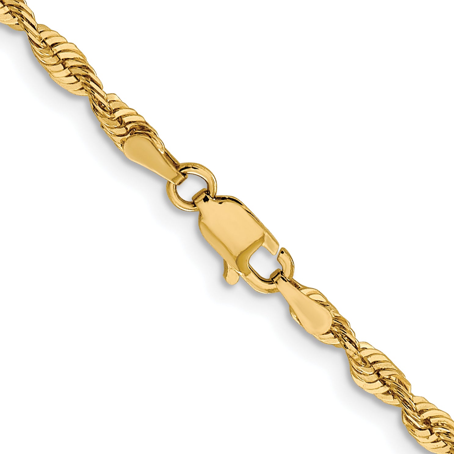 10K Yellow Gold Solid Diamond-Cut Rope Chain Necklace 3mm