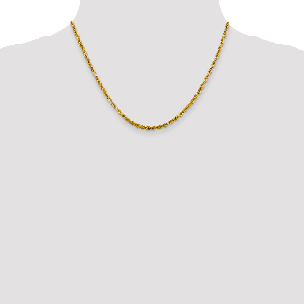 3.0mm 10K Yellow Gold Diamond-Cut Lightweight Rope Chain - Sophia Jewelers