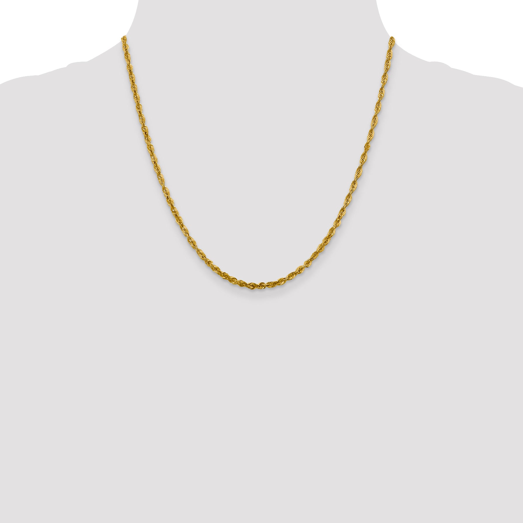 10K Yellow Gold Solid Diamond-Cut Rope Chain Necklace 3mm