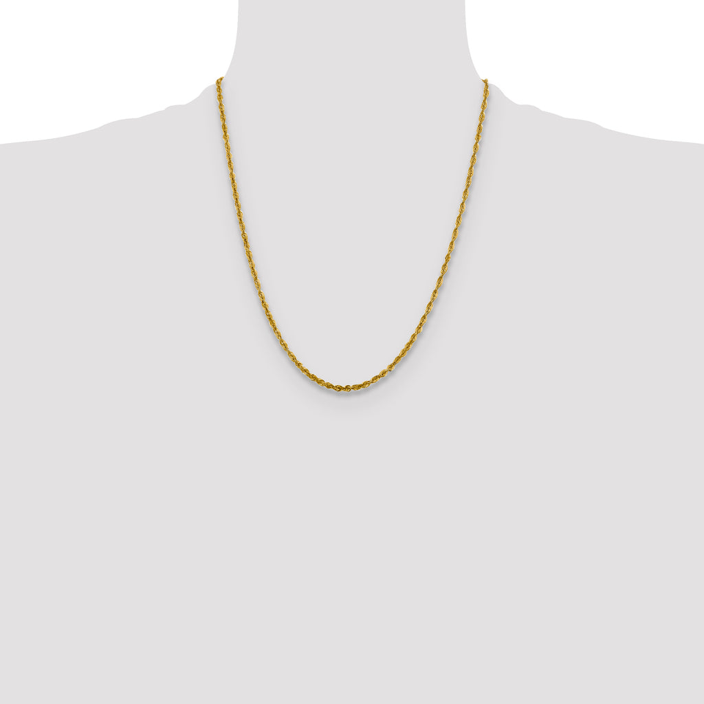 Rope Chain in 10K Yellow Gold, Bracelet to Necklace Lengths, 3mm - Sophia Jewelers